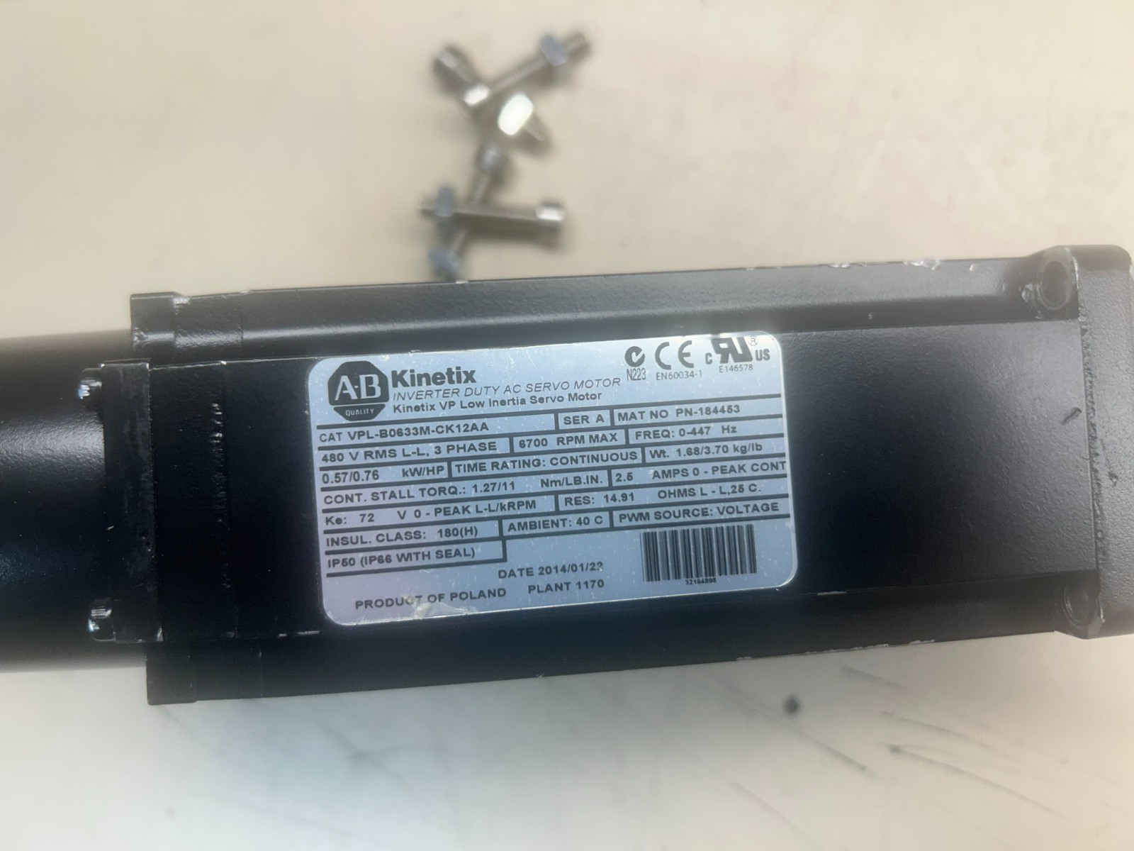 Allen-Bradley VPL-B0633M-CK12AA Low Inertia Servo Motor