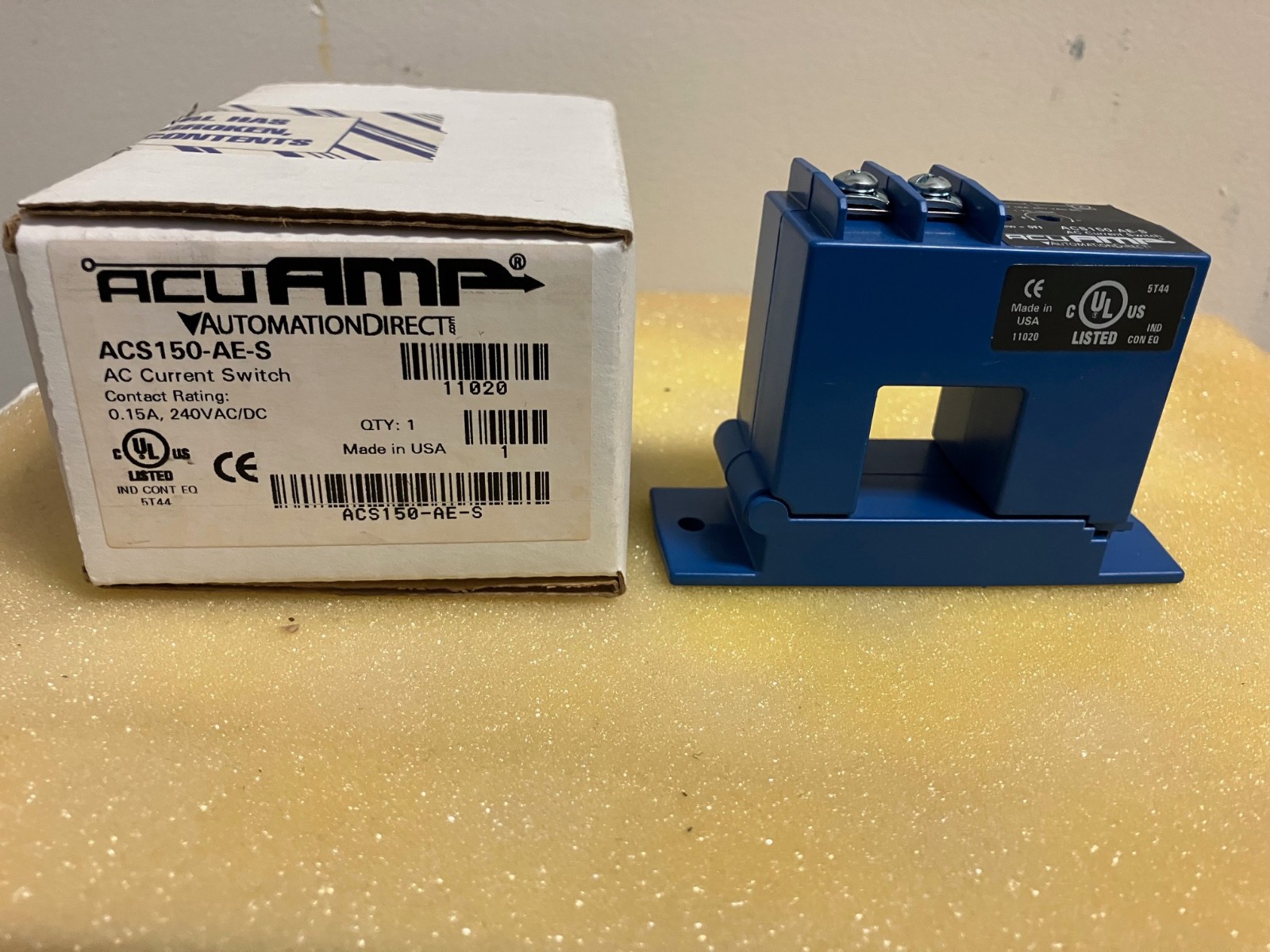 ACUAMP AC CURRENT SWITCH ACS150-AE-S 0.15A 240VAC/DC – Automation Direct – NOS