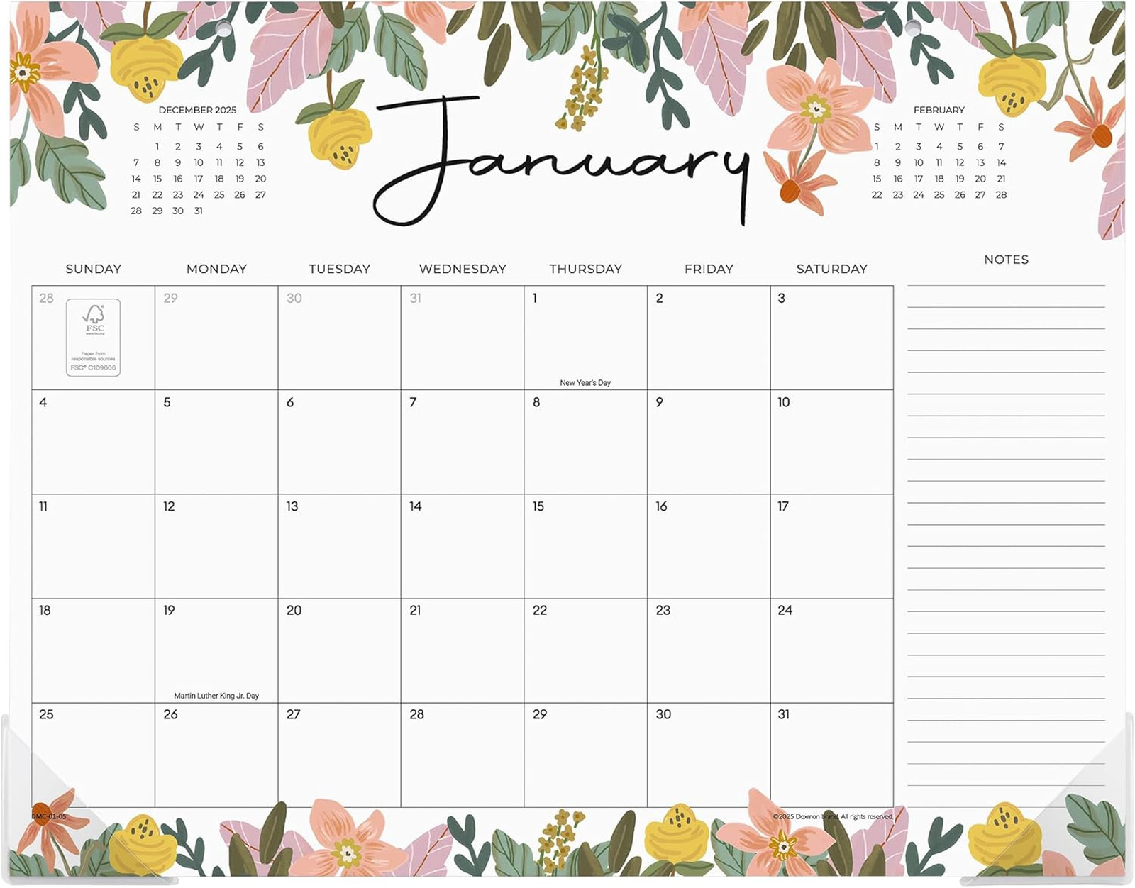 Desk Calendar 2026 Floral Design 15×12 Inch 18 Months Jan 2026 to June 2027