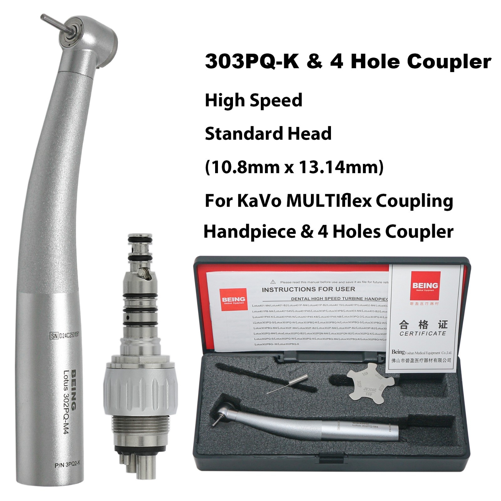 BEING Dental High Speed Fiber Optic Handpiece 4/6Hole Coupler Fit KaVo MULTIflex