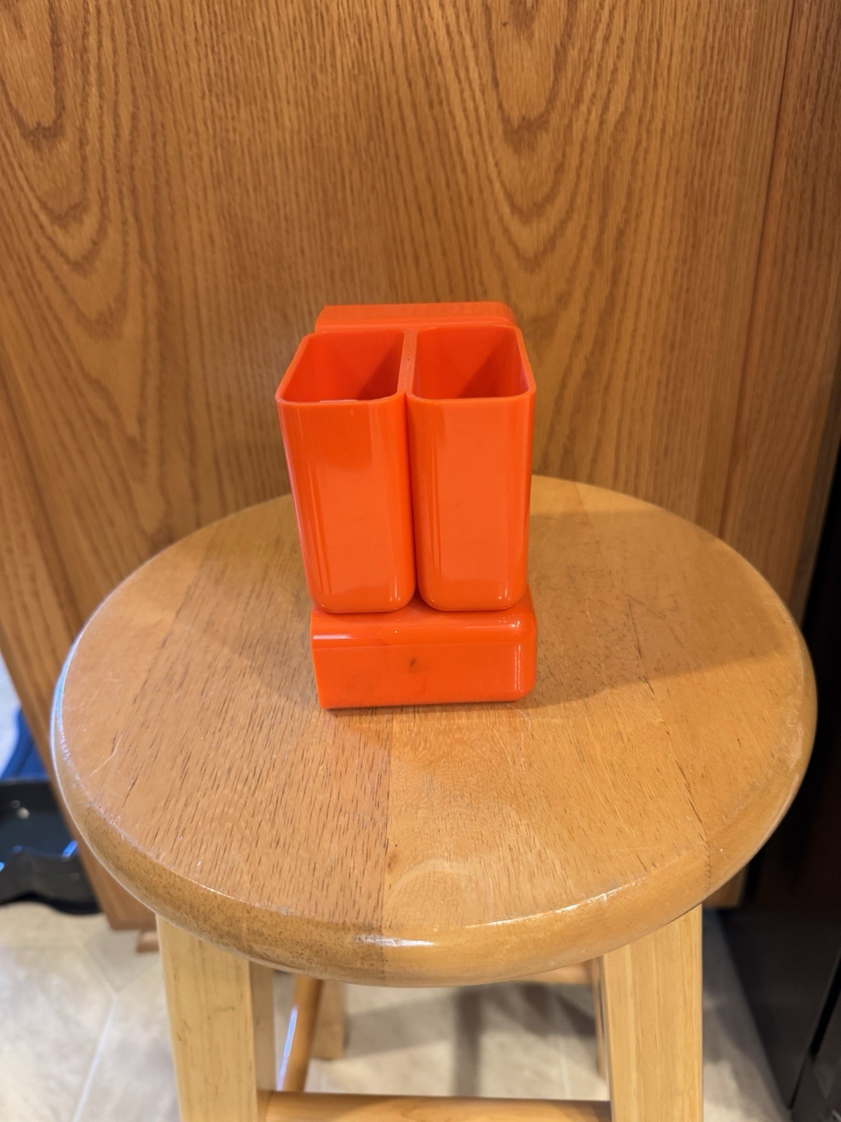 Vintage HOF Hong Kong Orange Plastic Desk Organizer 5 Drawers 2 Cups No 7412