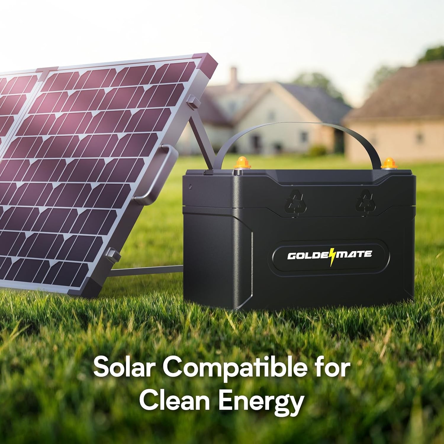 GOLDENMATE 12V 100Ah Group 31 Bluetooth LiFePO4 Battery, IP67 Waterproof Lithium