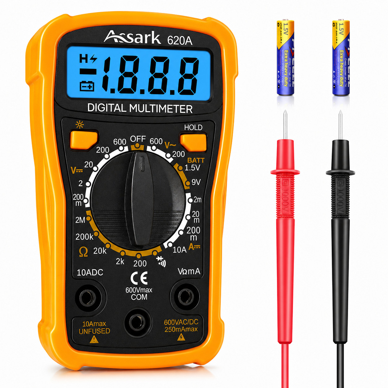 Portable Digital Multimeter AC DC Volt Meter 2000 Counts Backlight Data Hold