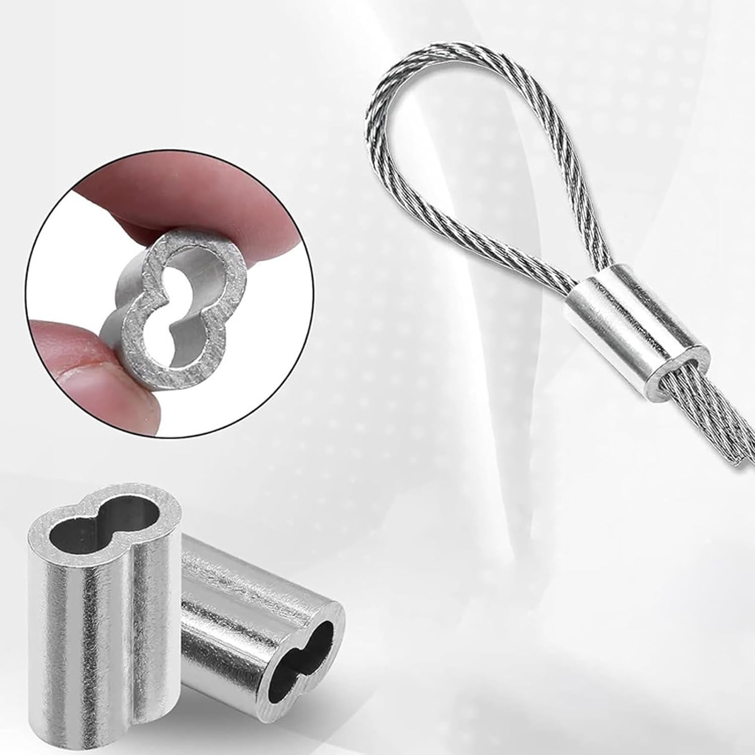 1/8″ (3Mm) Aluminum Crimping Loop Sleeve for Wire Rope, Cable Ferrule (100Pcs)