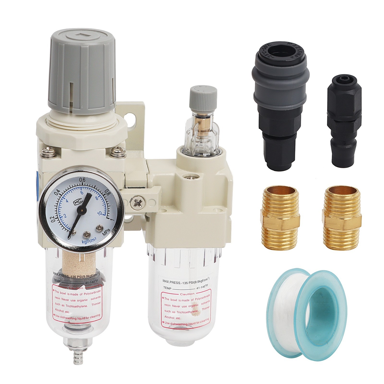 1/4″ NPT Compressed Air Filter Regulator Lubricator Water/Oil Trap Separator