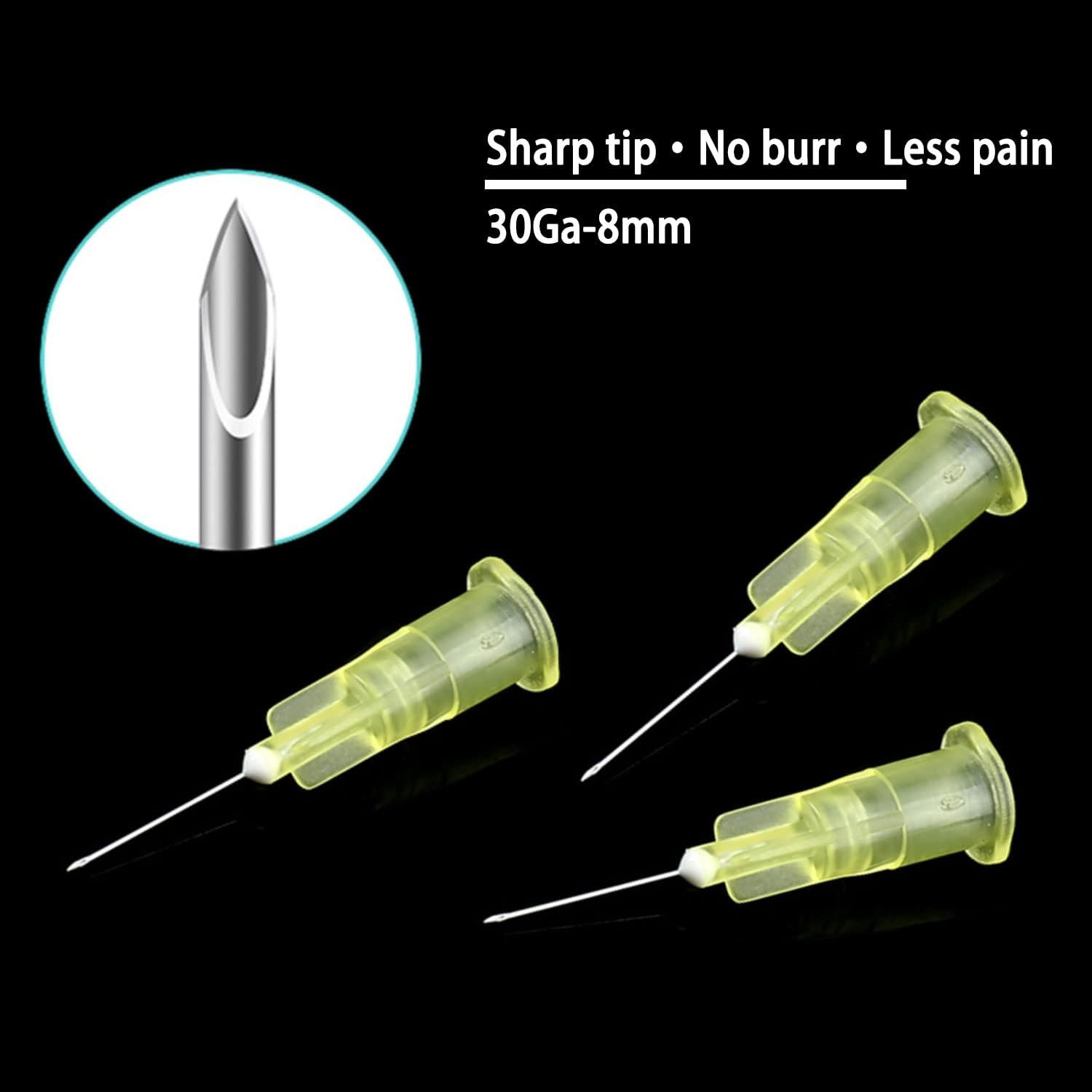 Disposable Luer Lock Needle 30Ga 5/16 Inch 8Mm 100Pack(30Ga-5/16In)