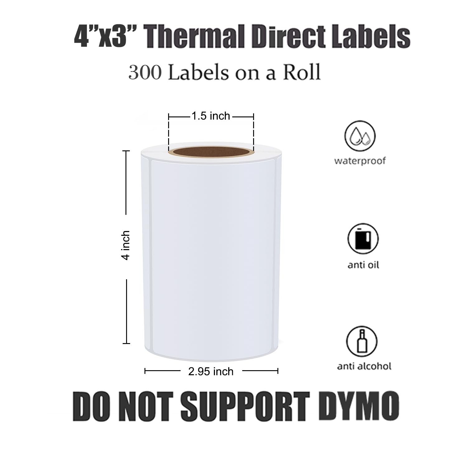 4×3 inch Direct Thermal Labels for Shipping, Barcodes, Address, Compatible wi…