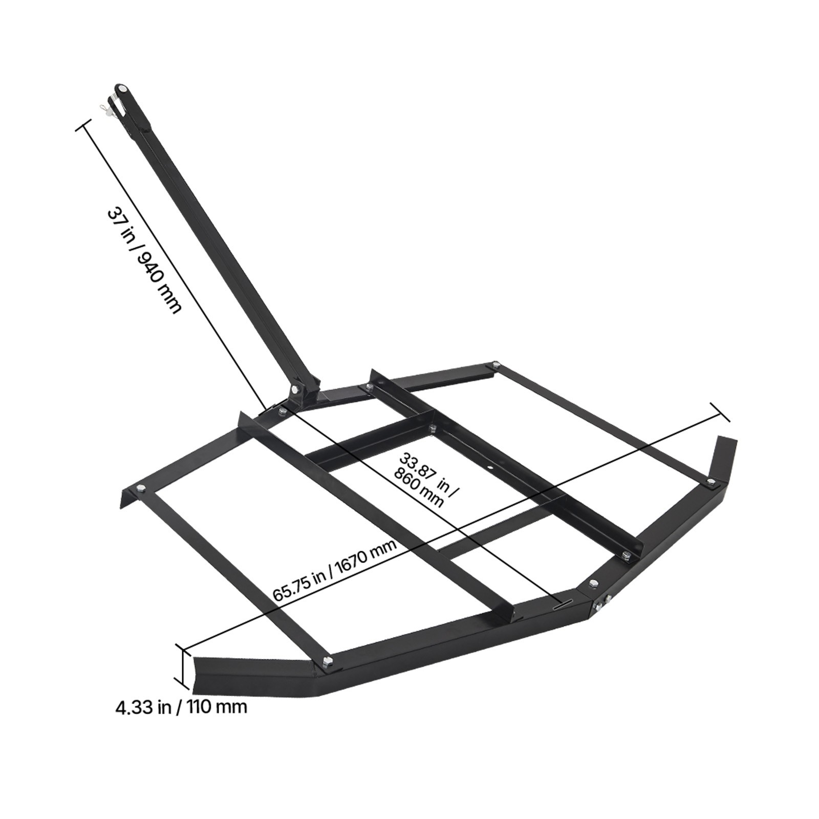 Drag Harrow 66″ Width Tow Behind Drag Harrow Steel Gravel Grader ATV UTV