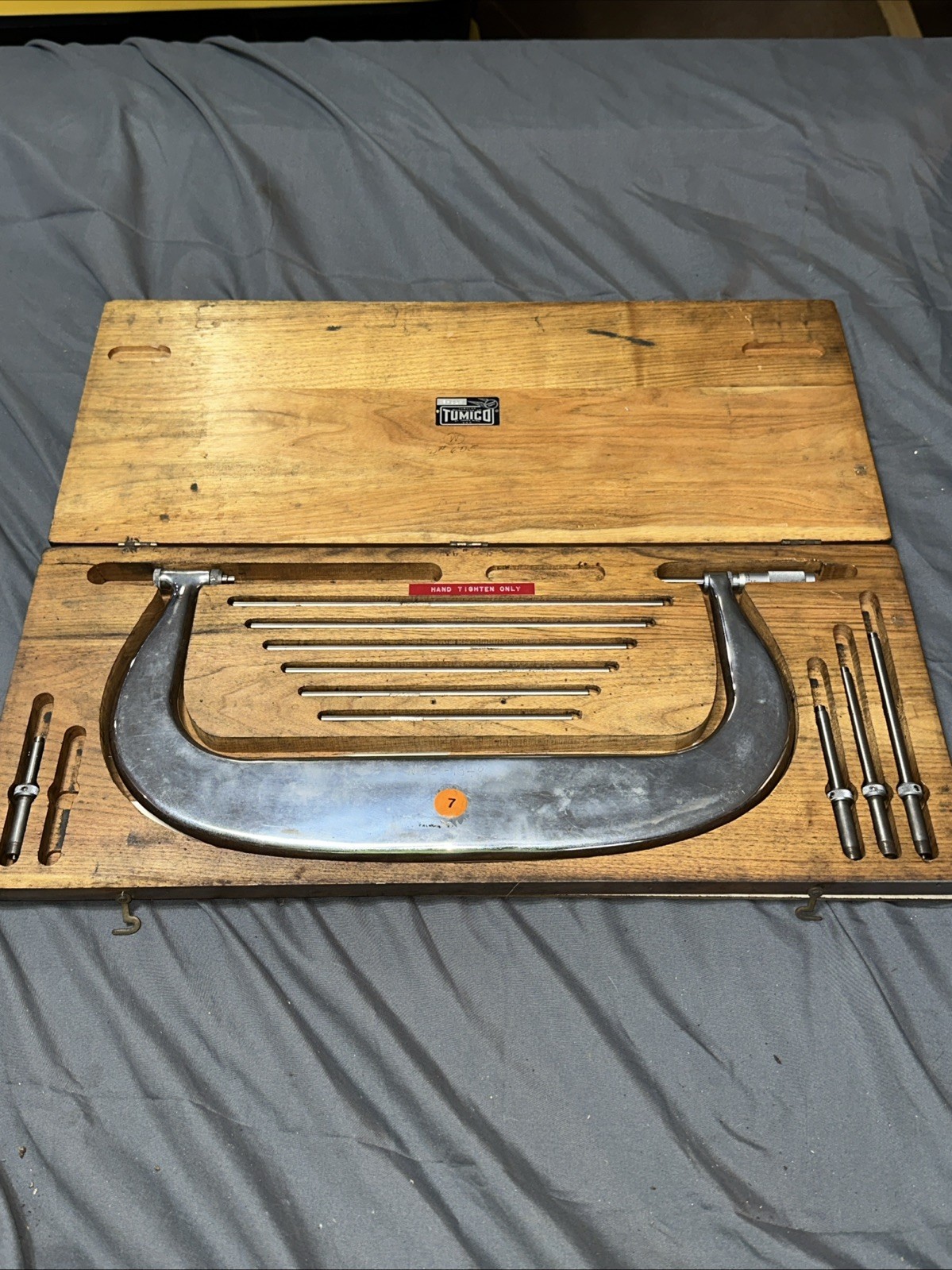 Scherr Tumico Outside Micrometer 6-12″ Range .0001″ Graduation Caliper Wood Box
