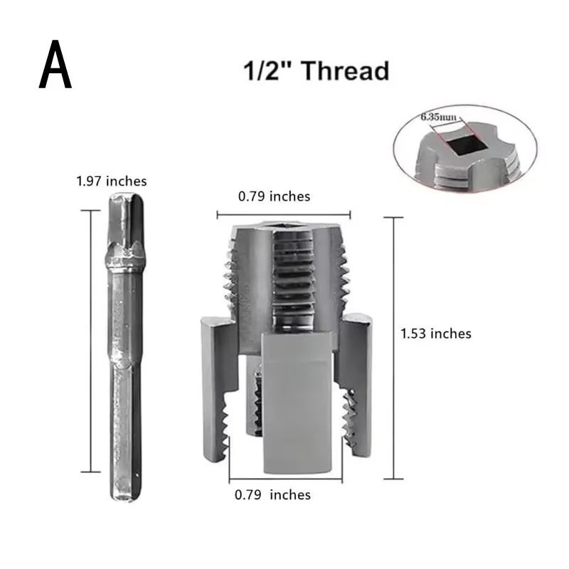 2Pcs 1/2”&3/4” Water Pipe Integrated Internal & External Pipe Threading Tool