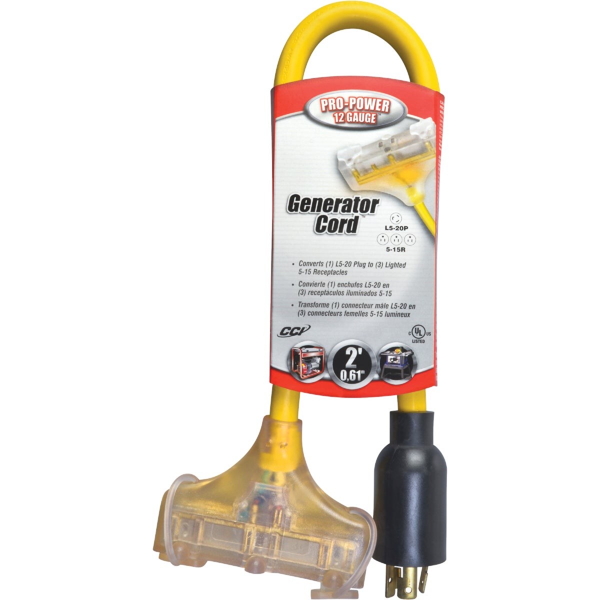 Cable Pro-Power 2 Ft. 12/3 Generator Cord 90848802 Cable Pro-Power 90848802
