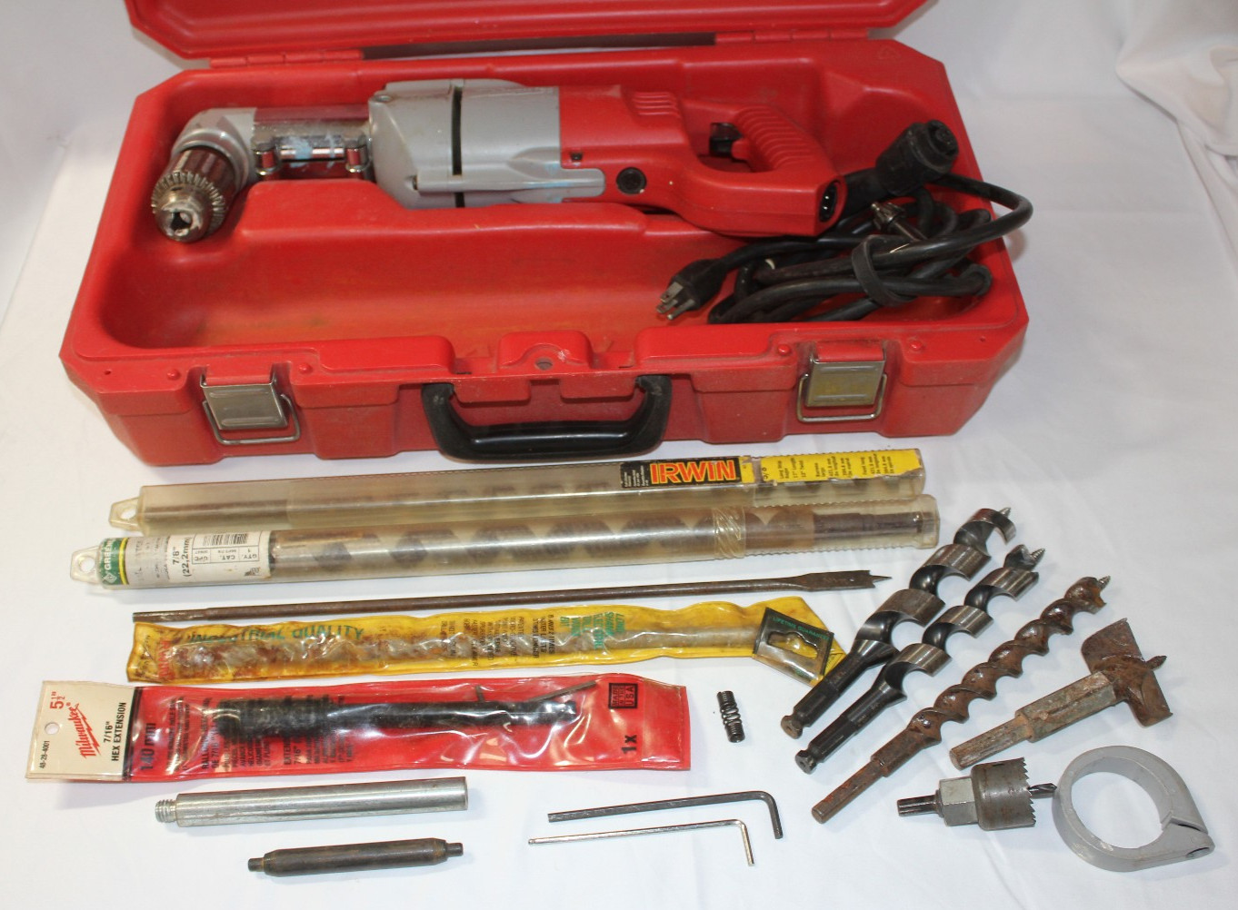 Milwaukee 1/2 Right Angle Drill 1107-1 with Extra Bits