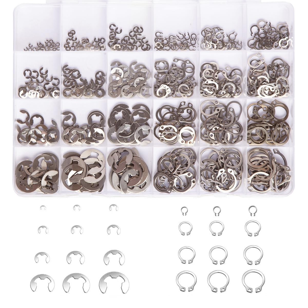Mariyandh 327Pcs E-Clips Silver Stainless 327pcs e-clips+c-clips,