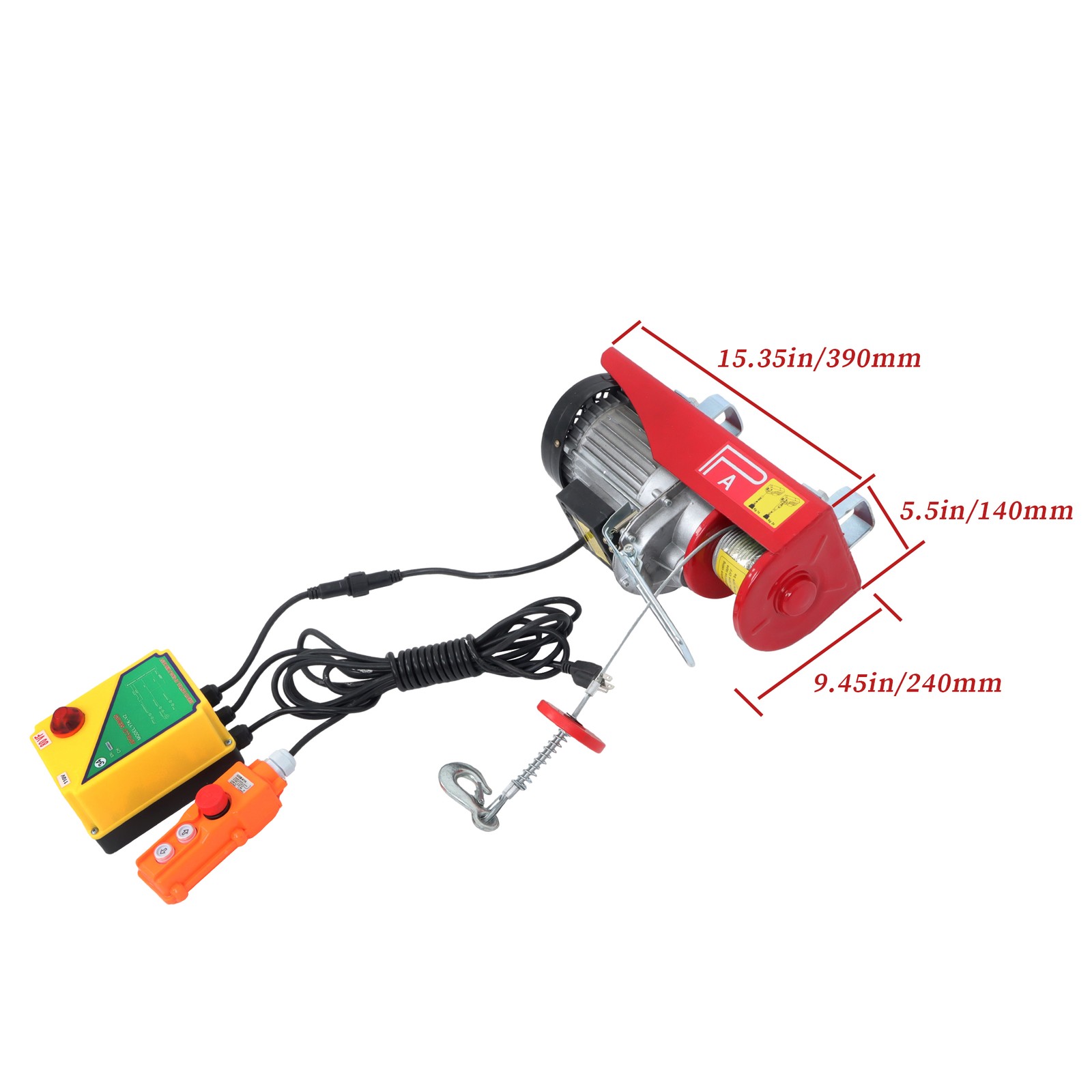 Mini Electric Hoist 1320lbs 328ft Wireless Remote Control+Wired Remote