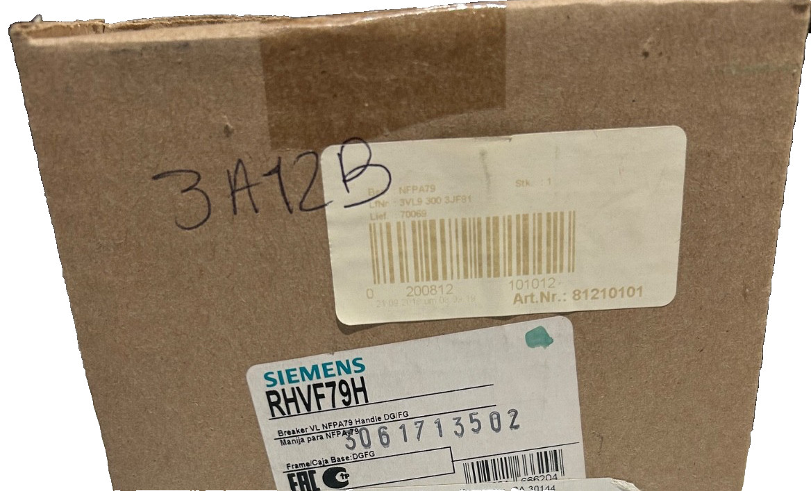 SIEMENS RHVF79H , BREAKER VL NFPA79 HANDLE DG/FG,, NEW #197362