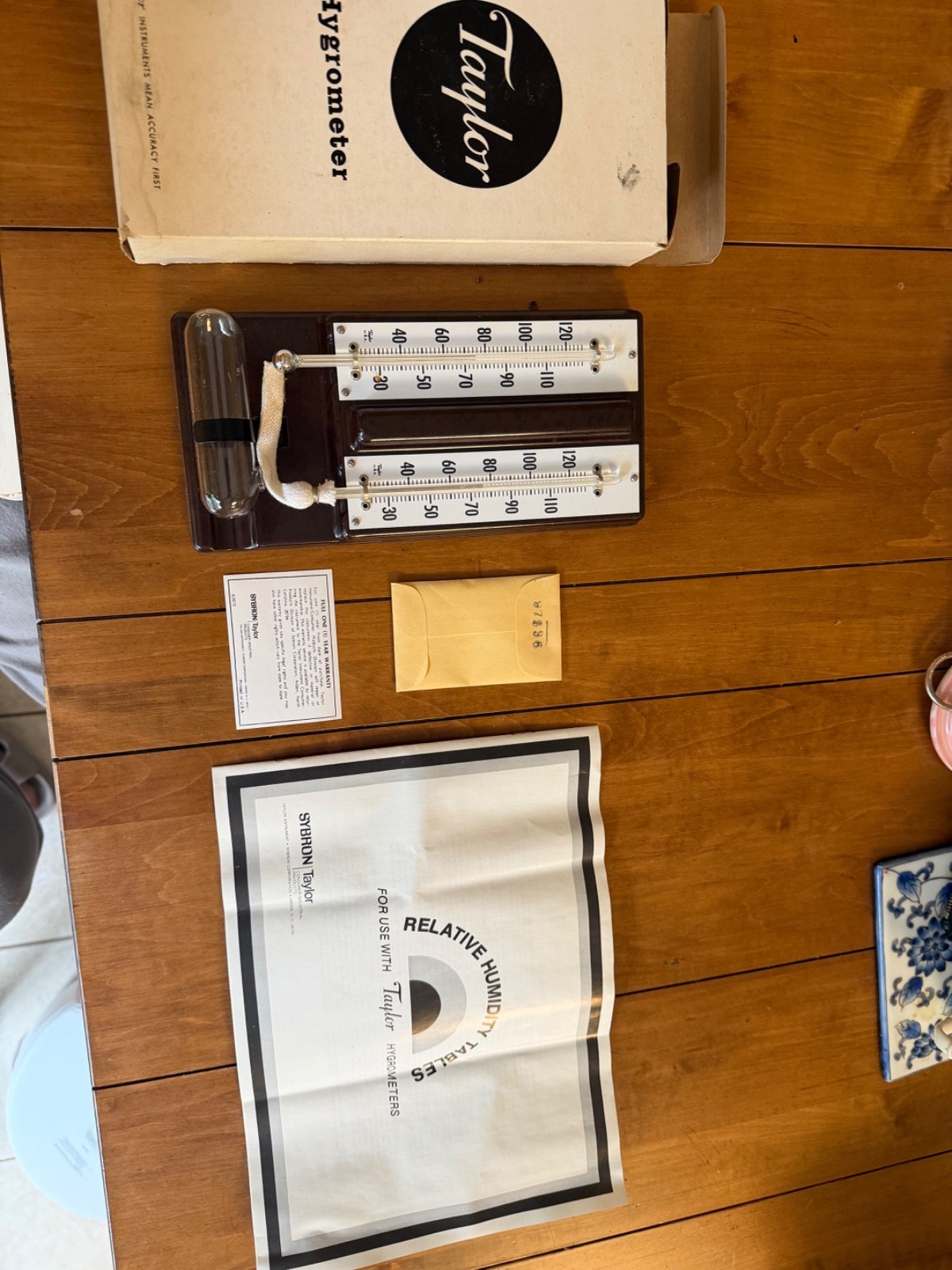 Vintage Taylor 6W589A Sling Psychrometer Hygrometer Complete Kit w/ Box & Manual