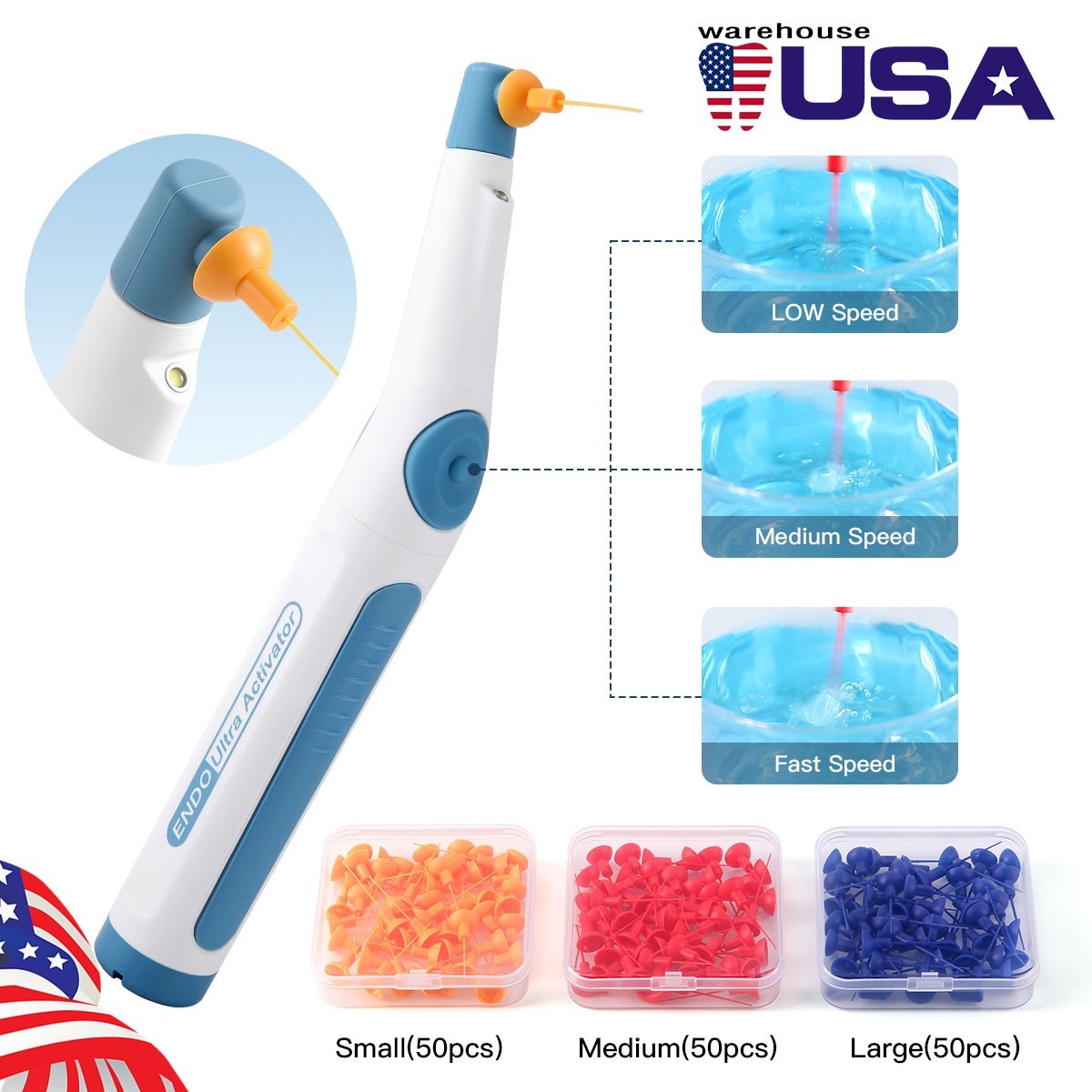 Dental Endodontic LED Activator Sonic Endo Ultra Irrigator Root Canal 150 Tips