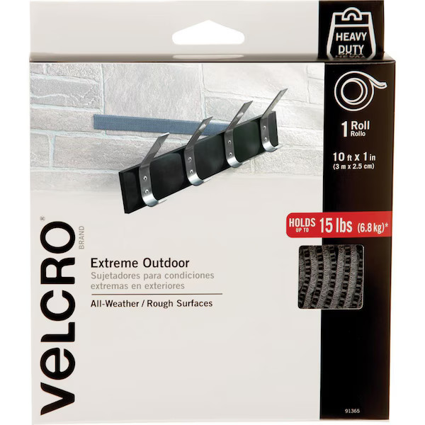 Hook and Loop Brand Reclosable Fastener Shapes, Rubber Adhesive, 10 ft, 1 in W,