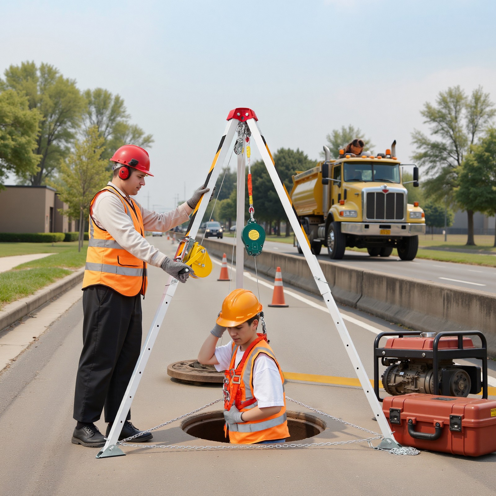 Uimoso Confined Space Tripod Kit with 1200 lbs Winch and 98.5 ft Cable
