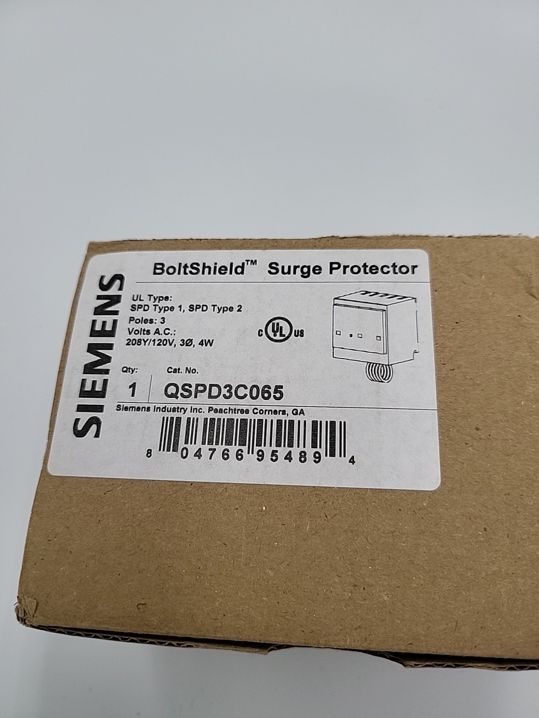 SIEMENS BOLTSHIELD Plug-in Surge Device 3-Pole 208y/120v,30,4w Qspd3c065