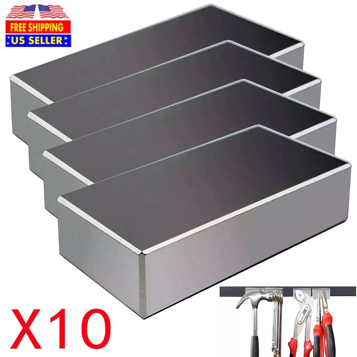 10X Magnets Super Strong N52 Neodymium Large Block Magnet 2″x1″x3/8″ Rare Earth