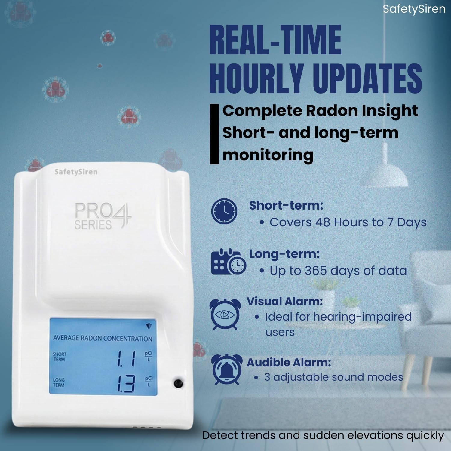 Safety Siren Pro4 Plug-in Radon Detector