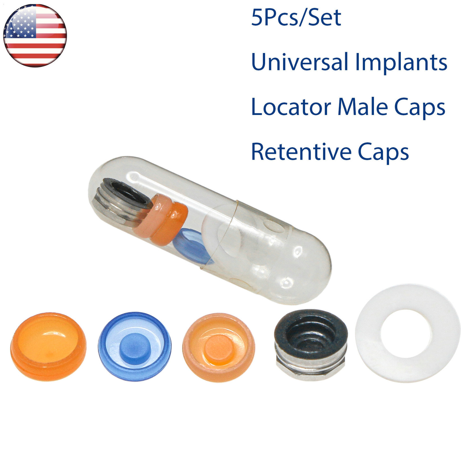 US Dental Attachment Locator Abutment for Nobel Biocare NP/RP 1-5mm Caps Kit