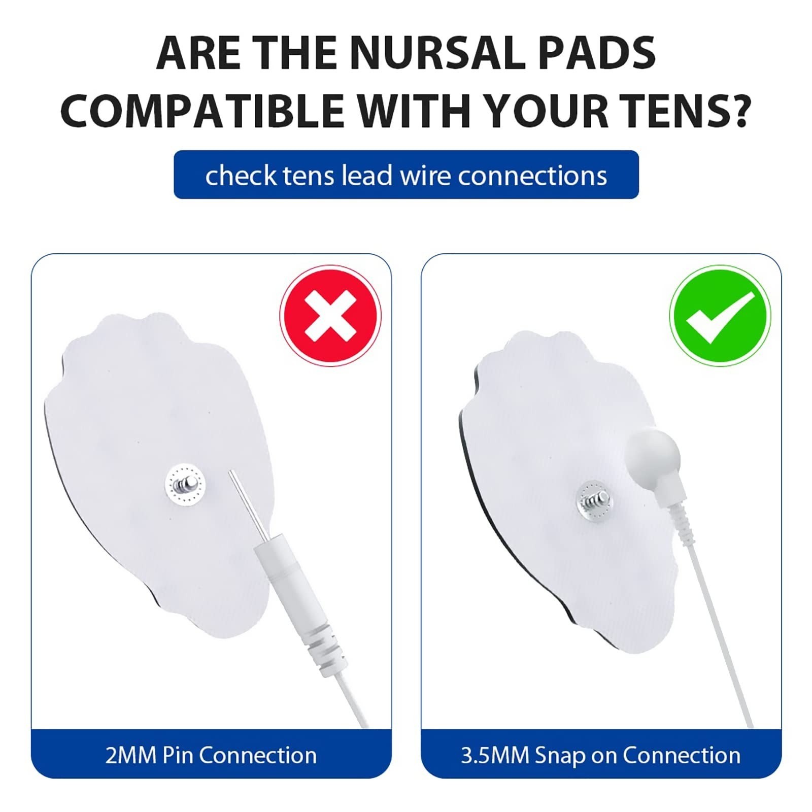 NURSAL TENS/EMS Unit Replacement Pads 20 Pack 3.5mm Snap Electrodes