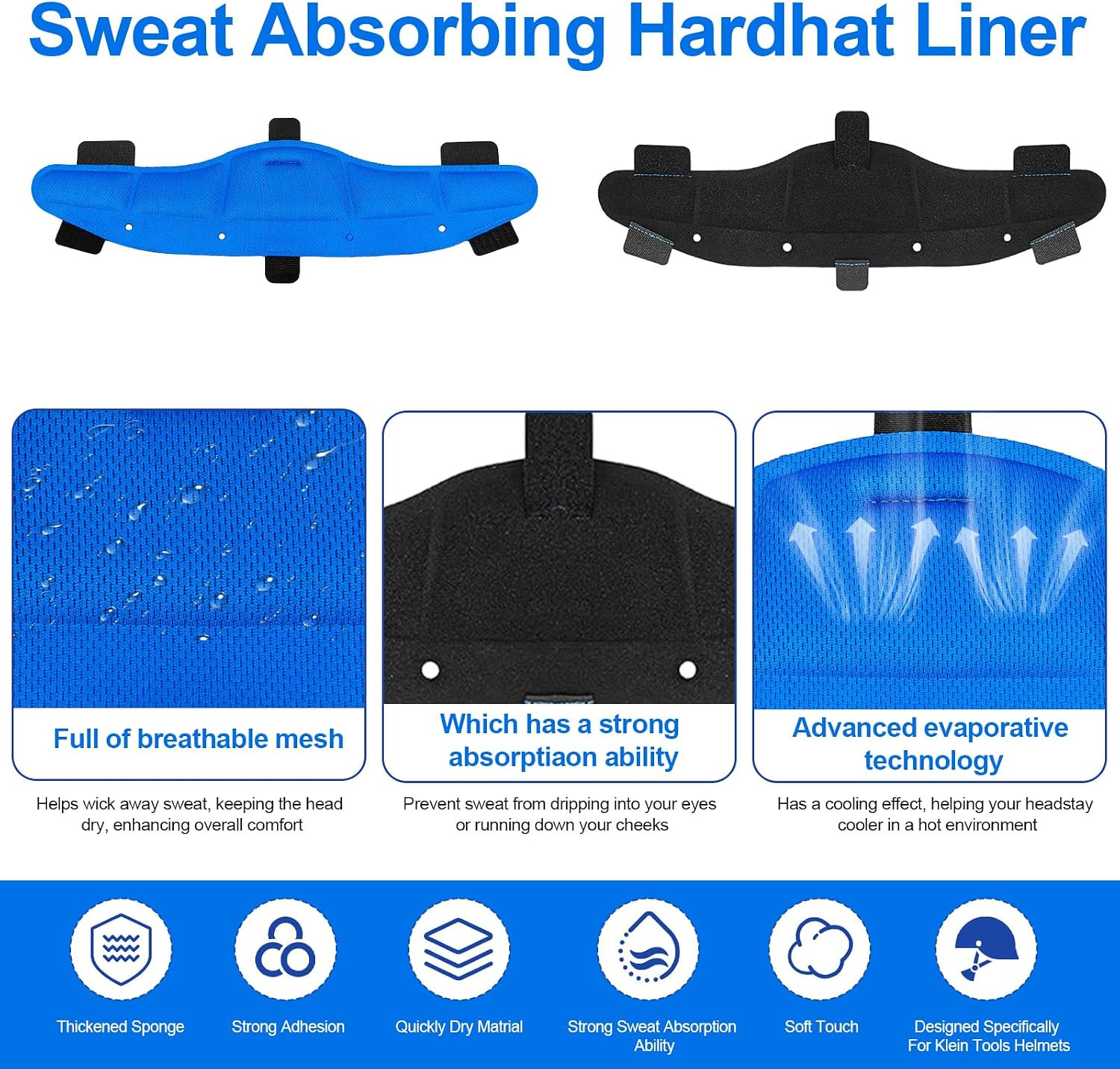 Hard Hat Sweatbands, Sweat Band for Safety Helmet, Washable Reusable Hardhat