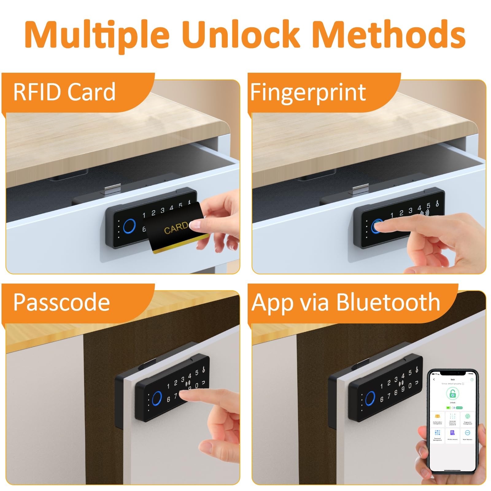 Childproof Smart Cabinet Lock with Fingerprint and Passcode, Liquor File Cupb…