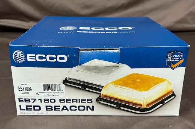 ECCO, AMBER WARNING BEACON, LED, SQUARE/LOW PROFILE,Model EB7180A, NEW OLD STOCK