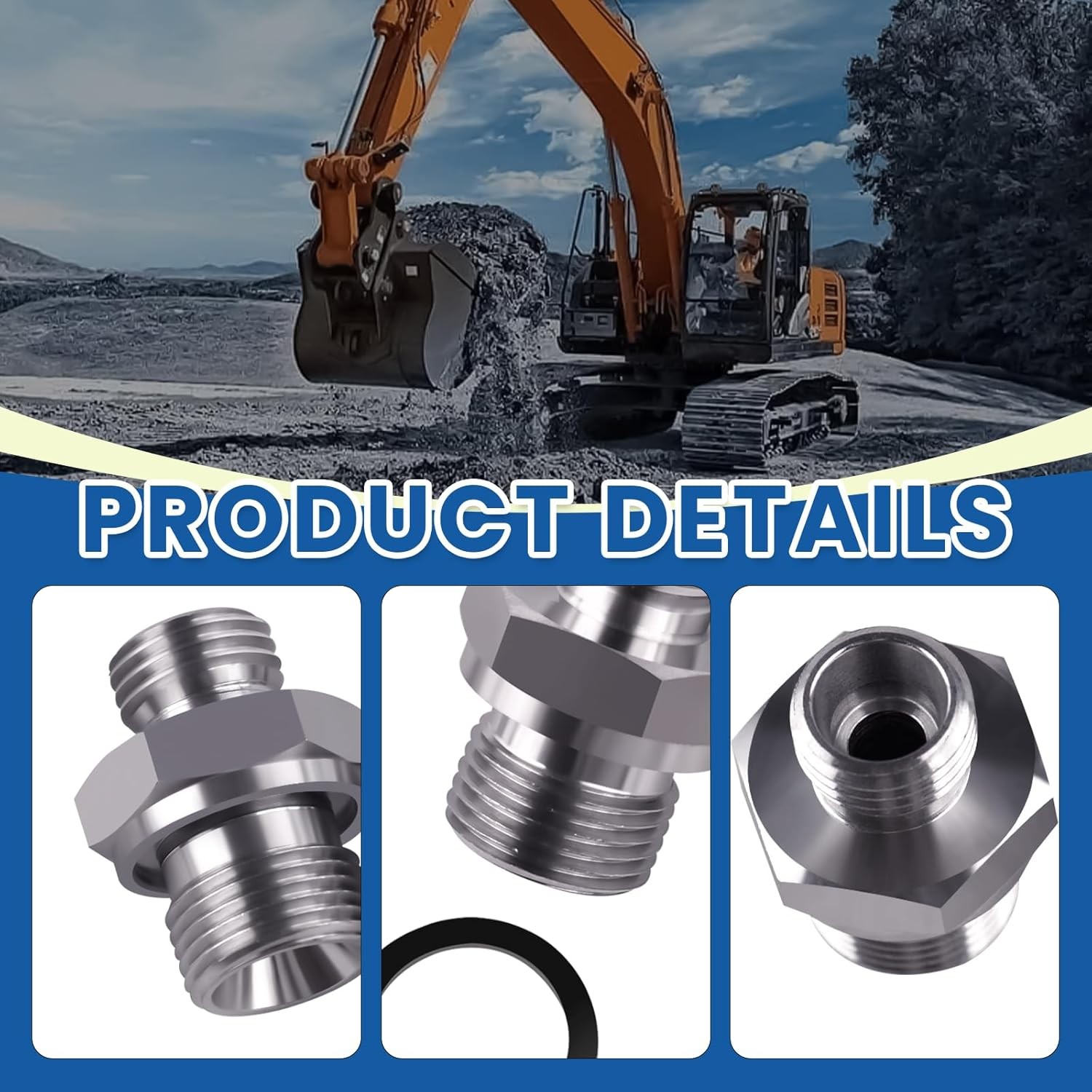 3Pcs 3/8″ NPT×14.5mm Fitting Adapter For Chinese Excavator Valve Body Connector