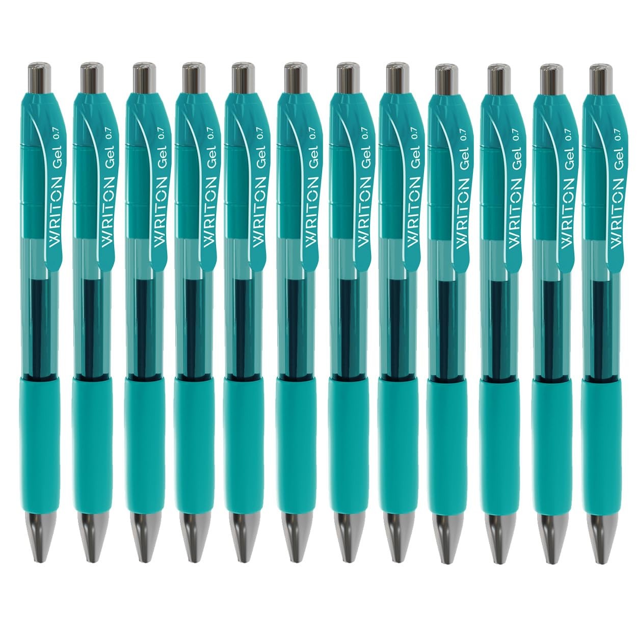 Retractable & Refillable Gel Pens Comfort Grip 0.7mm Fine Point Dark Green In
