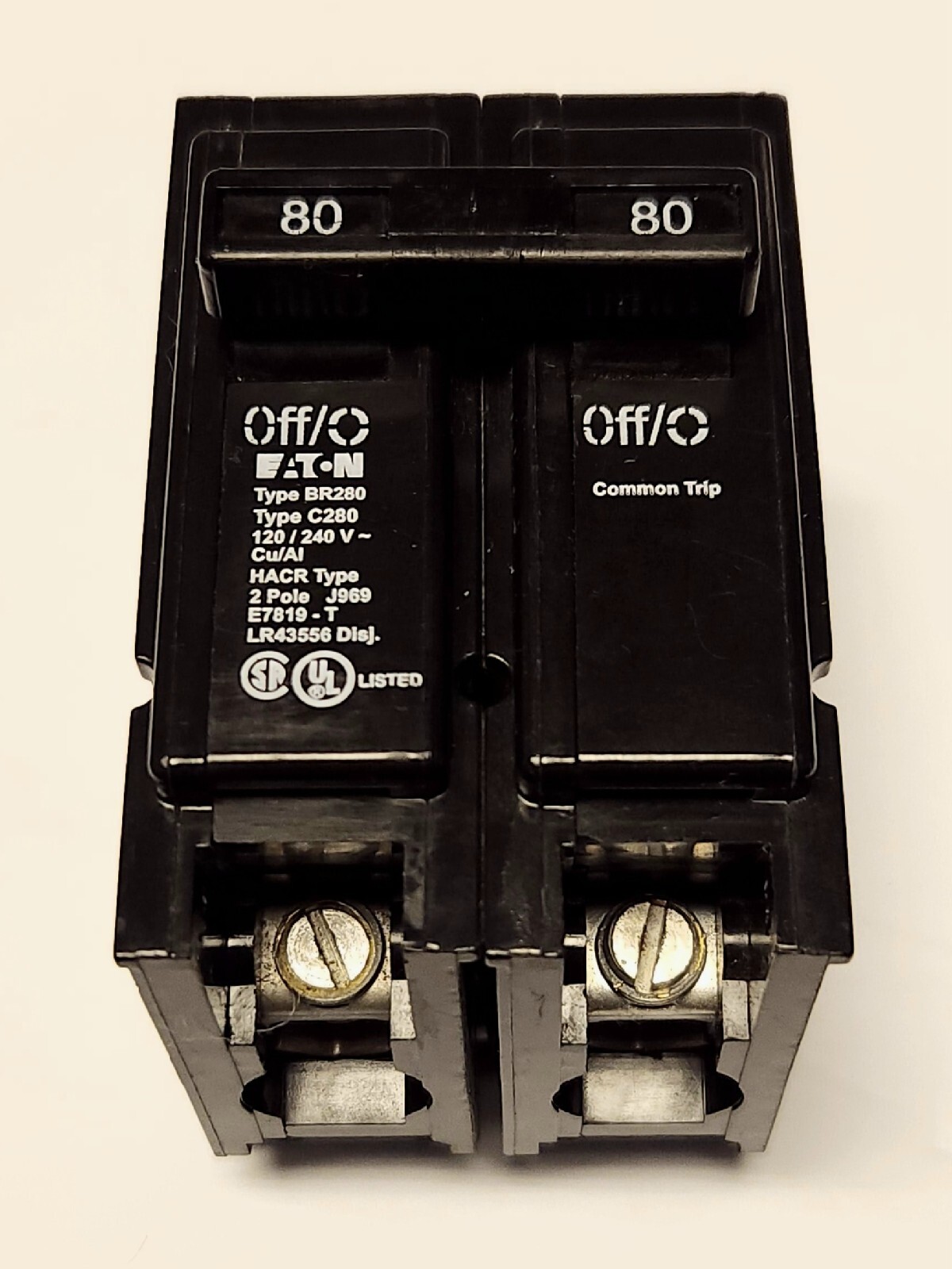 EATON CUTLER HAMMER BR280 C280 2 Pole 80 AMP Type BR Circuit Breaker