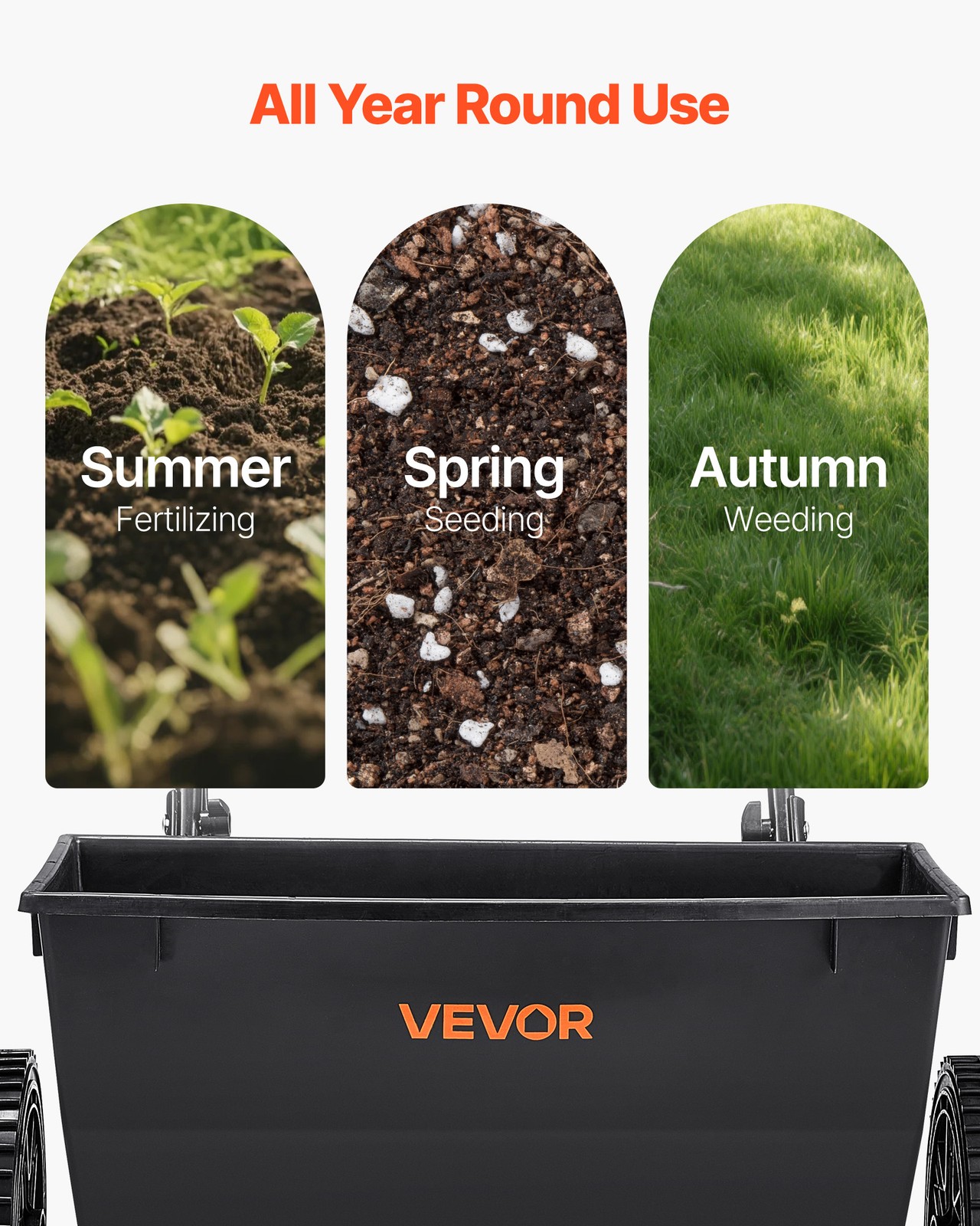 VEVOR Walk-Behind Push Spreader 50LB Capacity Lawn Drop Spreader 10 Settings