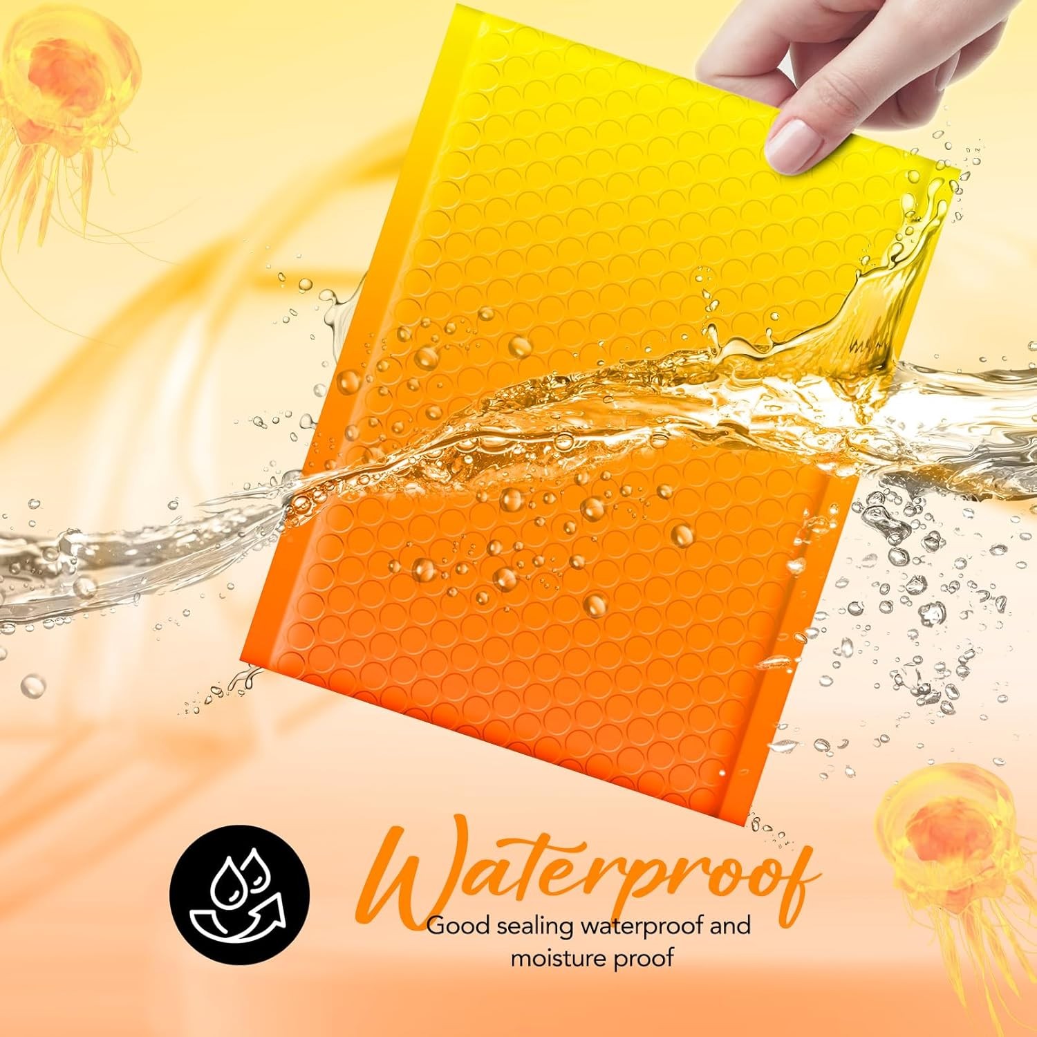 500 #0 Extra Wide 6×10 Yellow Orange Poly Bubble Envelopes Shipping Mailers