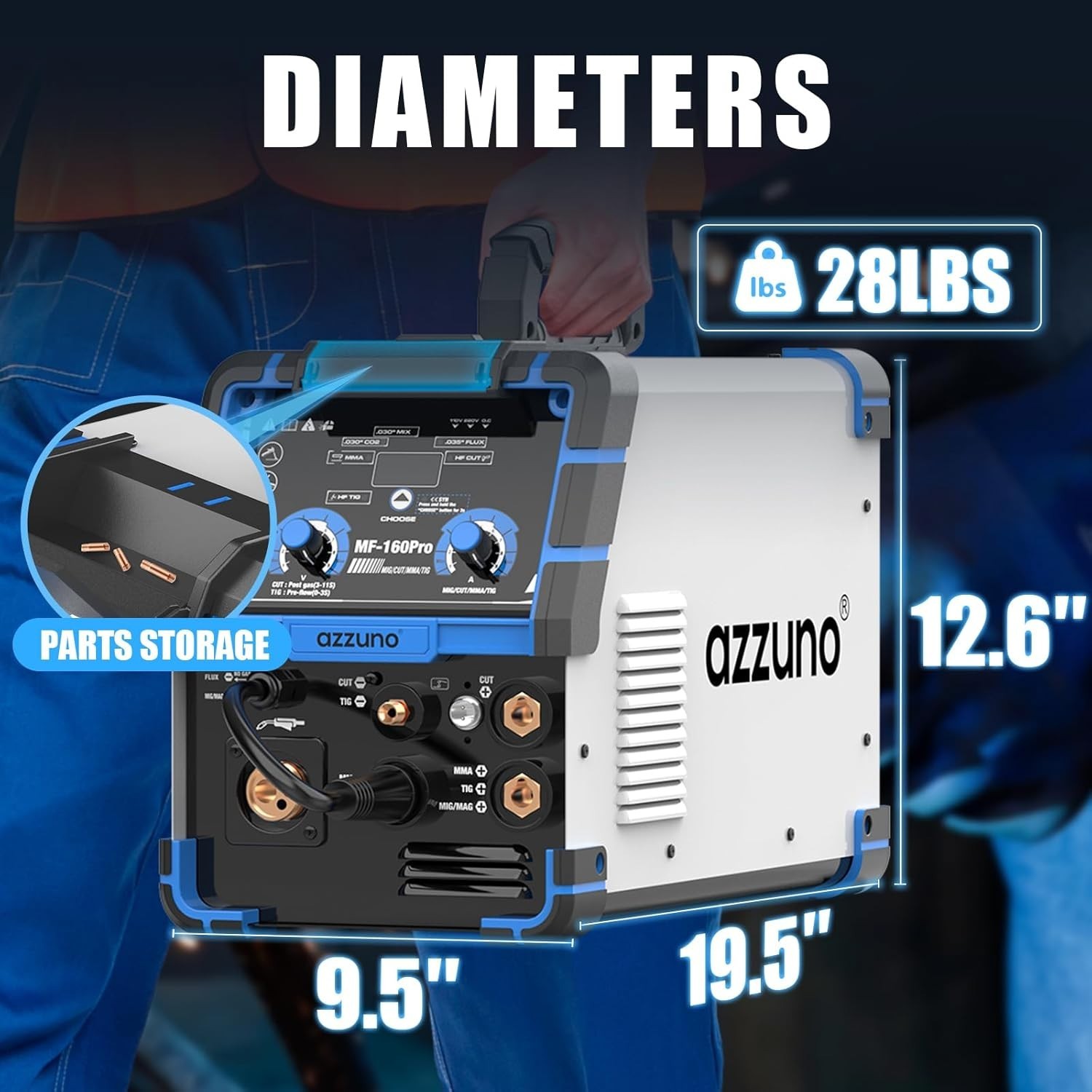 AZZUNO 5-in-1 Plasma Cutter Welder Combo Cut/Gas MIG/Flux MIG/HF TIG 110V/220V