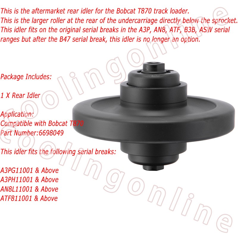 #6698049 Rear Idler Roller For Bobcat T870 Track Loader Heavy Duty Undercarriage