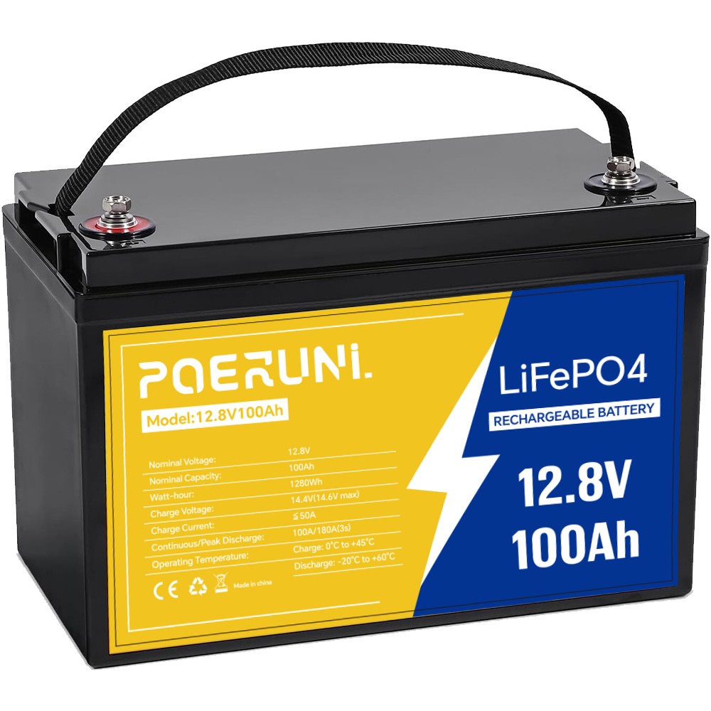 NEW 100Ah 12V LiFePO4 Lithium Battery 1280Wh Built-in BMS 8000+ Deep Cycles