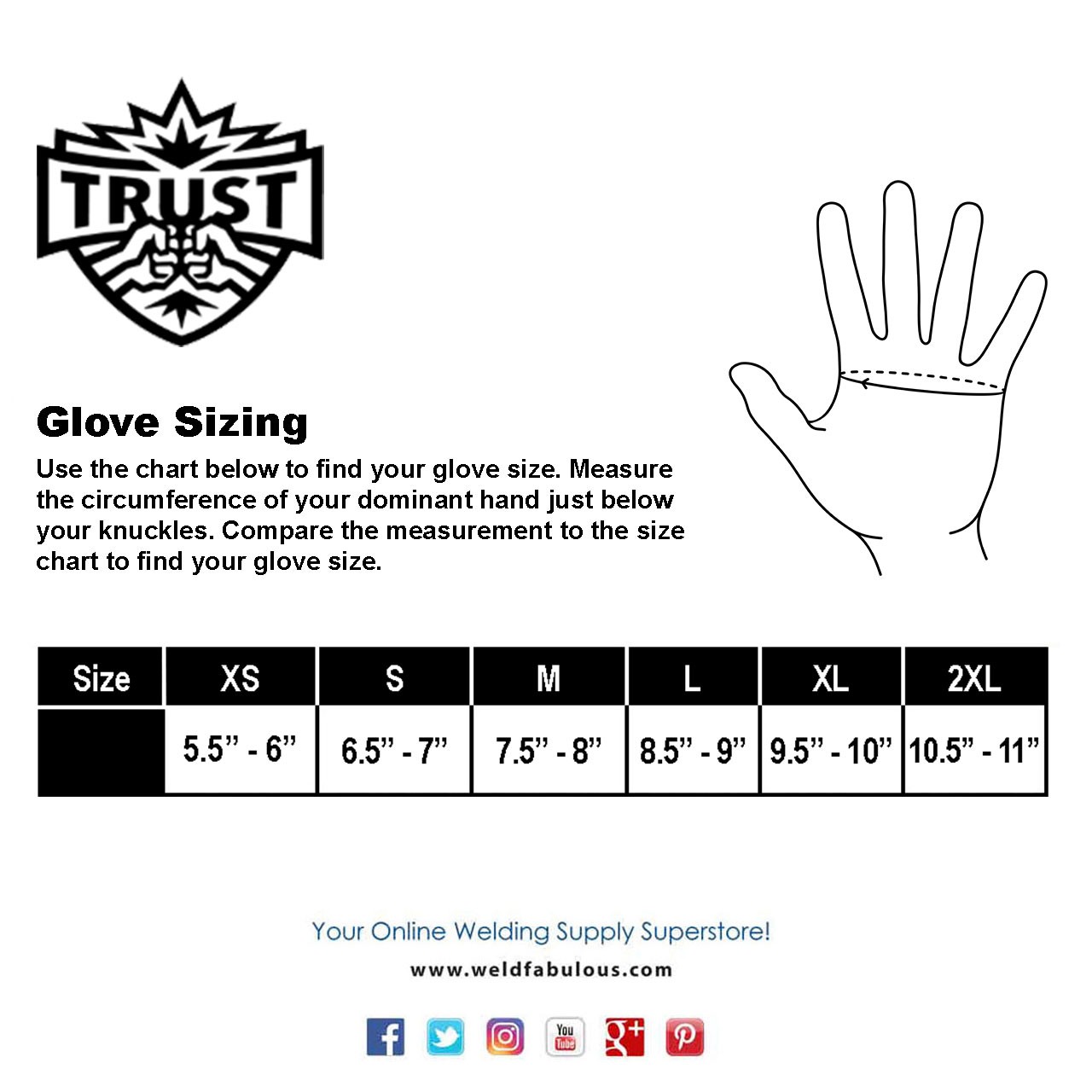 Trust Protection 2012L United We Weld Split Cowhide Foam Lined Stick Welders