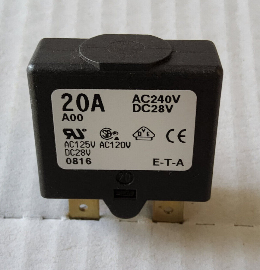 ETA Thermal Circuit Breaker, 1658 Series, 20 A, 1 Pole, Auto reset, NEW