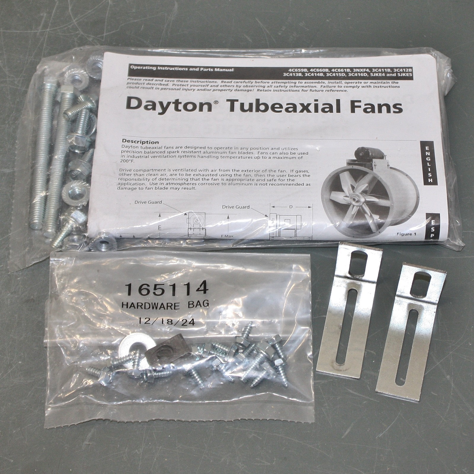 Dayton Tubeaxial Fan 166203A, 12″ Blade OD, Belt Drive, Max 2877 rpm, 2432 cfm