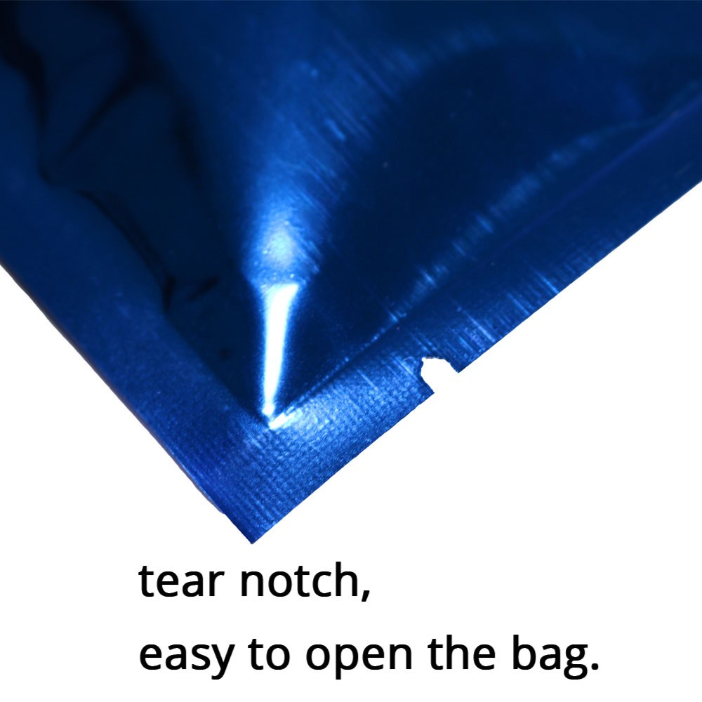 Blue Metallic Empty Top Mylar Pouches Durable Sealable Packing Bag Various Sizes