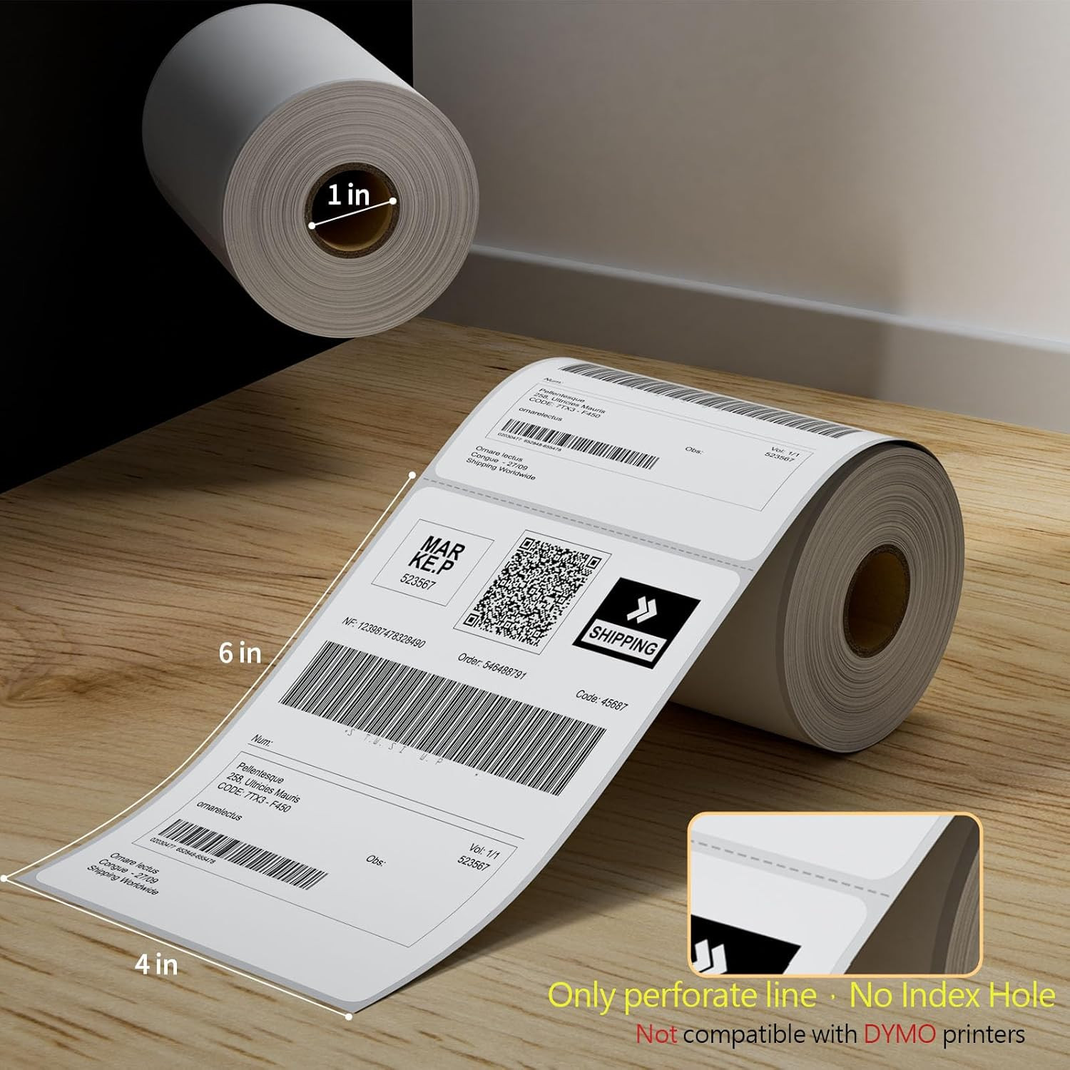 2 Rolls 4″ X 6″ Direct Thermal Printer Label, 250 Labels/Roll, Total 500 Thermal