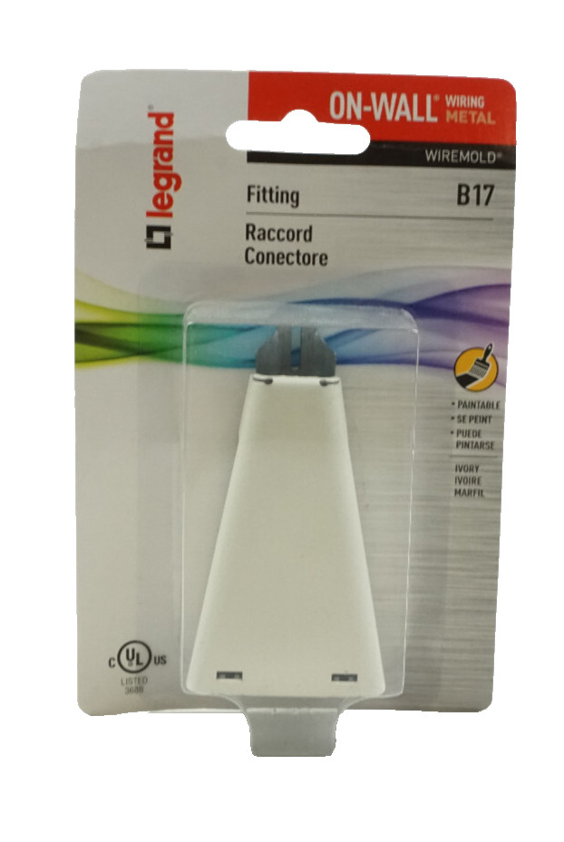 Legrand On-Wall Wiremold Metal Surface Raceway Conduit Fitting Ivory B17