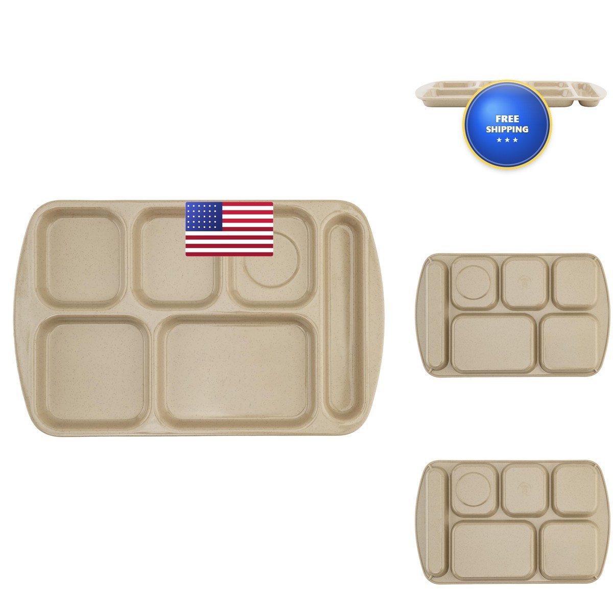 Get G.E.T. 6 Compartment School Cafeteria Tray Right Handed 10 X 15 Sandstone 4