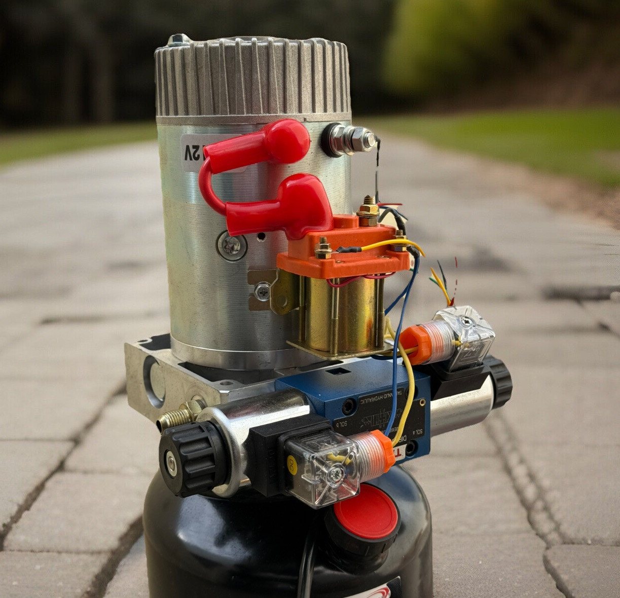 12v Double Acting Hydraulic Pump Dump Trailer Power Unit 2HP 10L Metal Reservoir