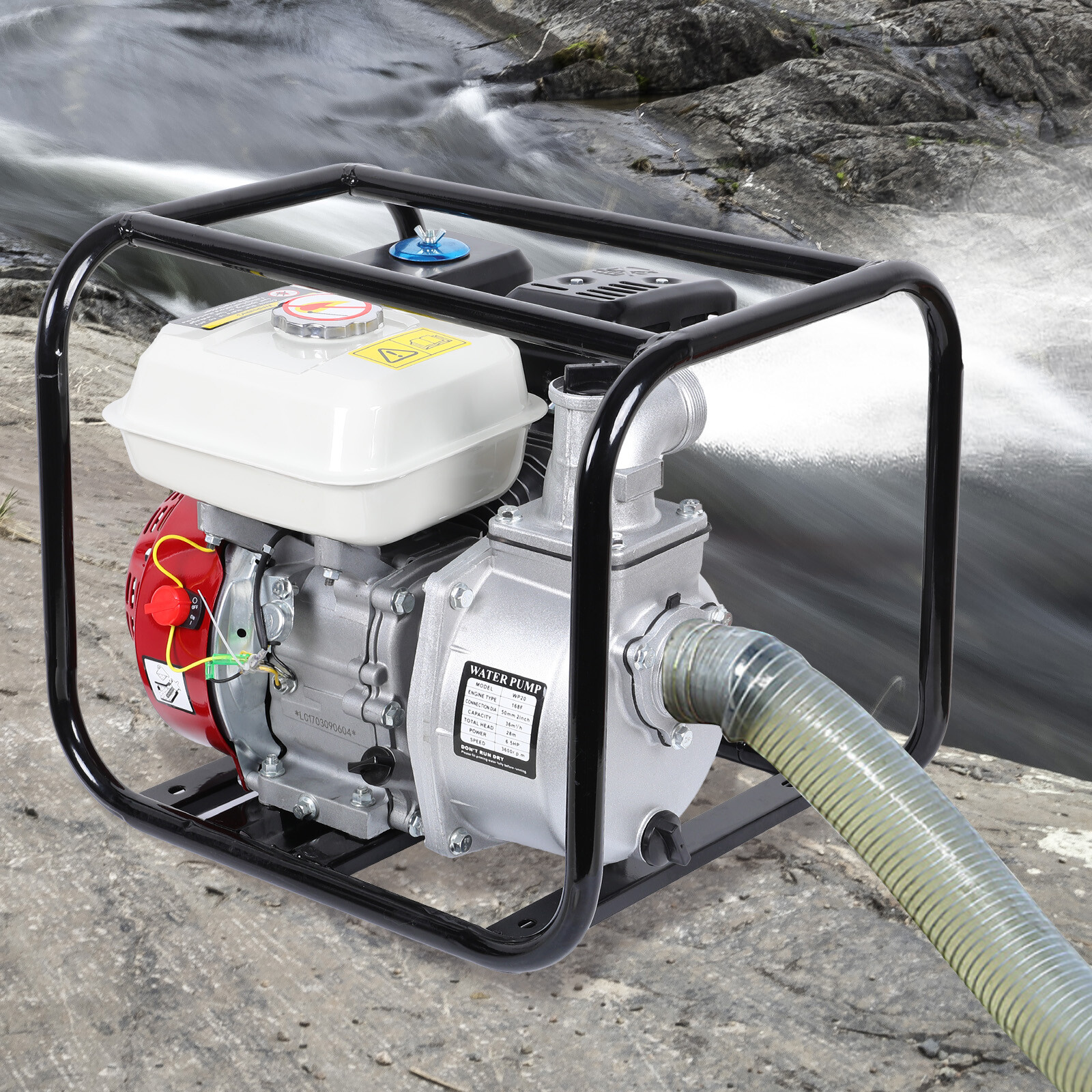 6.5HP 4 Stroke Gasoline Engine Water Pump 2 in Gas-Powered Semi-Trash Water Pump