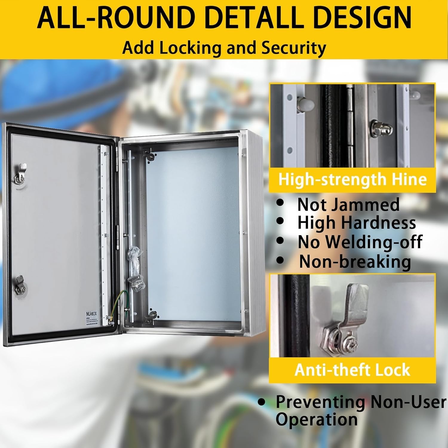 24×20×10″ 304SS Wall Mount Control Cabinet NEMA4X IP66 Corrosion Resistant Box
