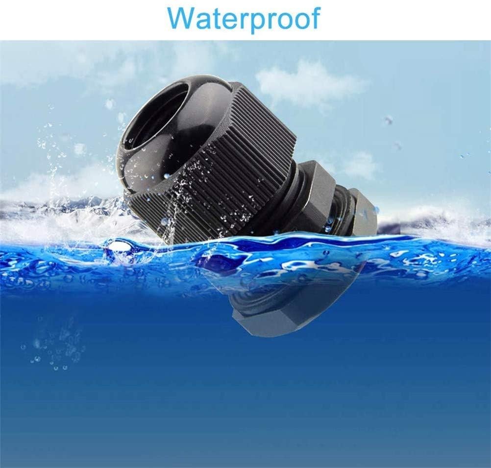 25 Pack Plastic Waterproof 3.5-13mm Nylon Cable Glands Joints PG 7 to PG16 Black